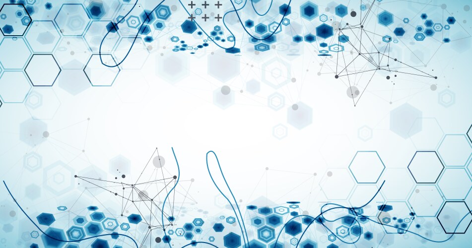 Abstract hexagon background with plexus effect vector image