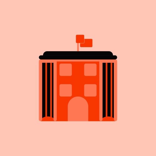 Architecture building and columns with flag vector image