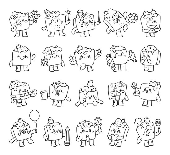 Waffle Character Collection Vector Image