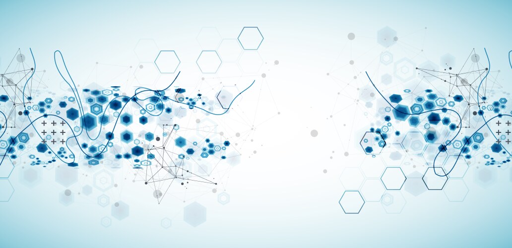 Abstract hexagon background with plexus effect vector image