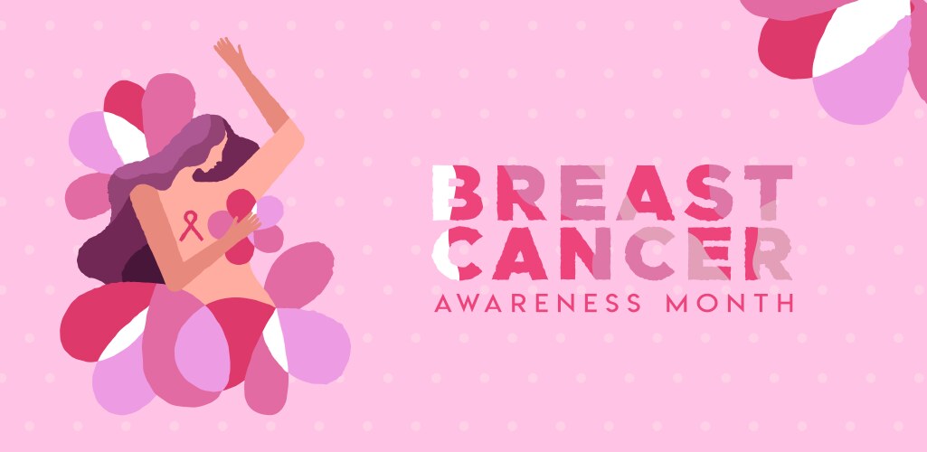 breast cancer awareness woman self exam banner vector image