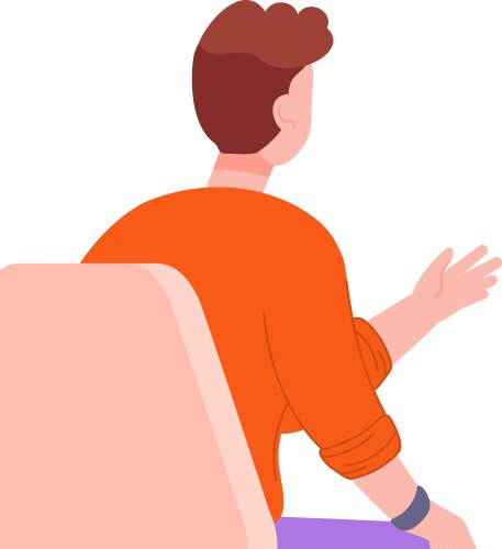 Man gesturing person sit on chair rear view vector image