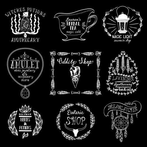 Oddity Shop Labels - Witchy & Mystical Vector Image