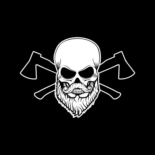 Beard power skull with and two axes Vector Image
