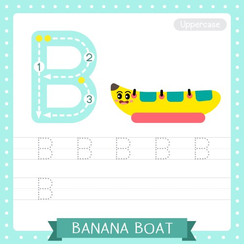 letter b uppercase tracing practice worksheet vector image