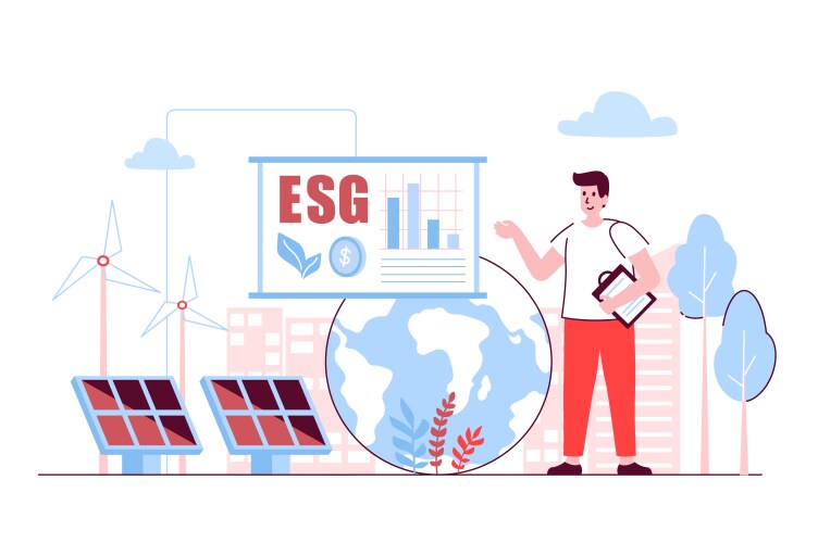 Esg concept in flat line design environmental vector image