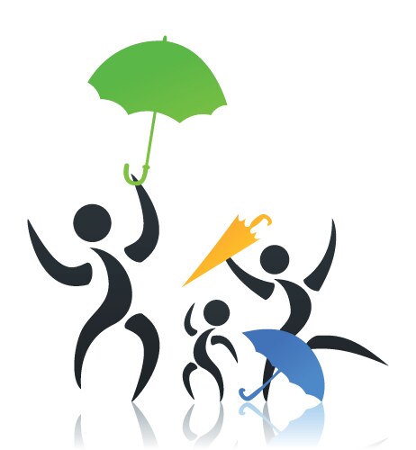 Family with the child under an umbrella a i Vector Image