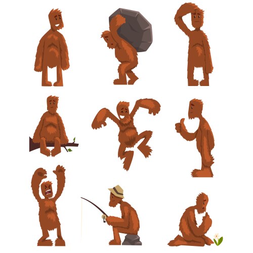 Funny Bigfoot Cartoon Set Vector Image