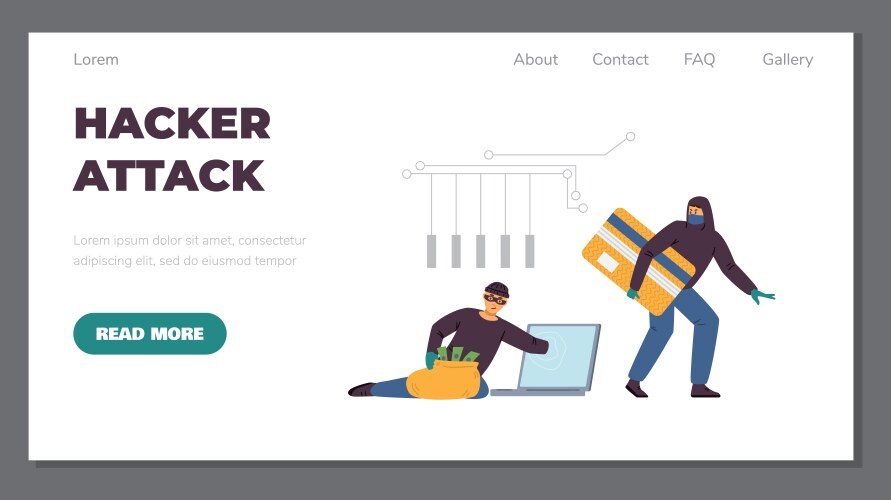 Hacker attack website with hackers vector image