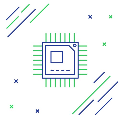 Line computer processor with microcircuits cpu vector image