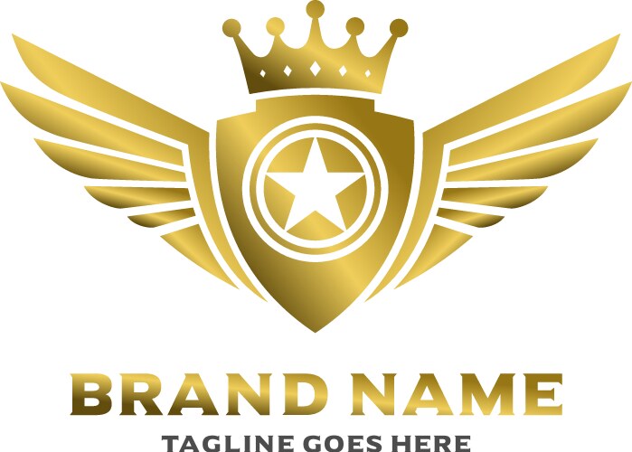 Winged Shield Logo Vector Image