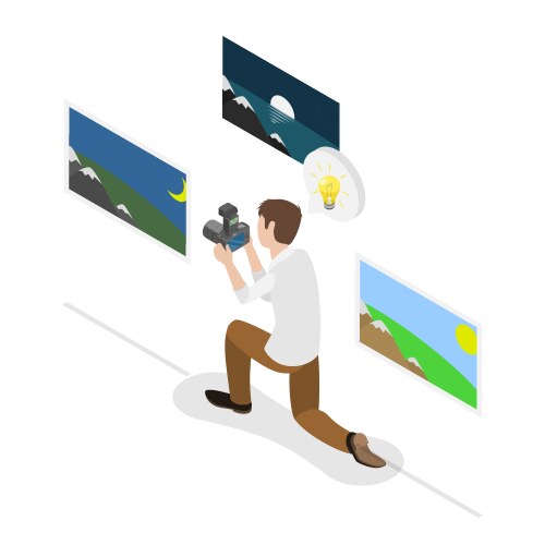3d isometric flat conceptual Royalty Free Vector Image