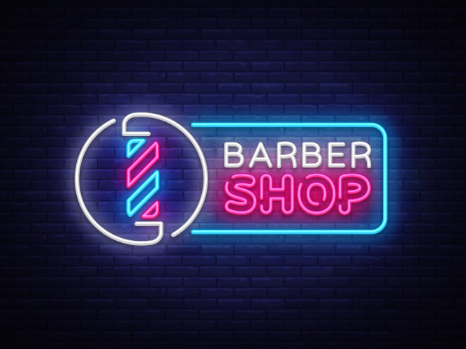 Barber shop neon sign design Vector Image