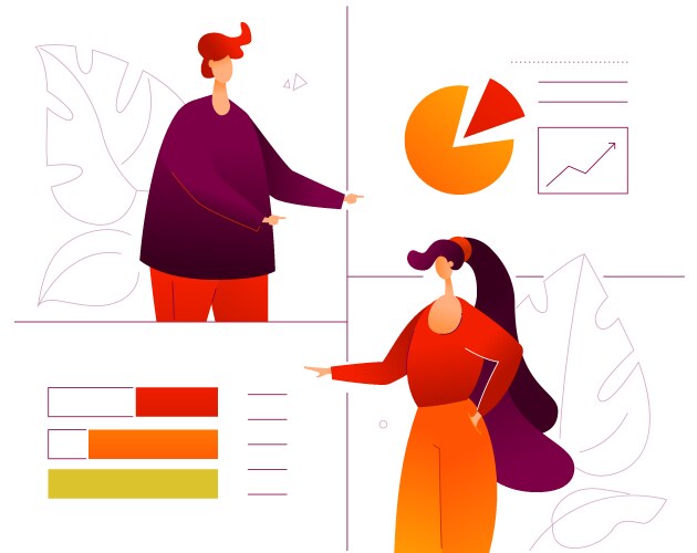 Data analysis - flat design style colorful vector image