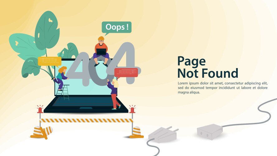 Oops 404 error page not found internet connection vector image