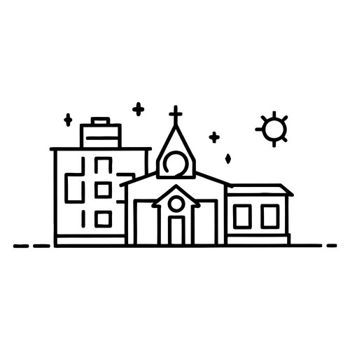 Church Hospital Skyline Vector Image