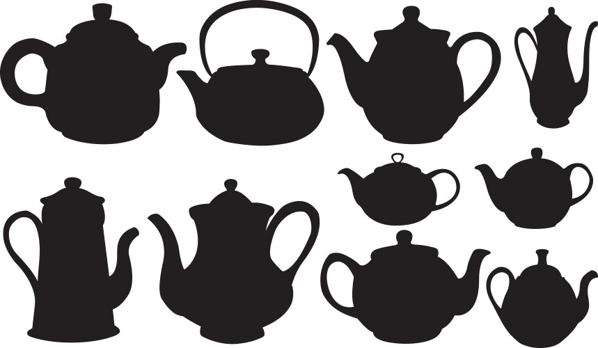 Tea set black flat icons Royalty Free Vector Image