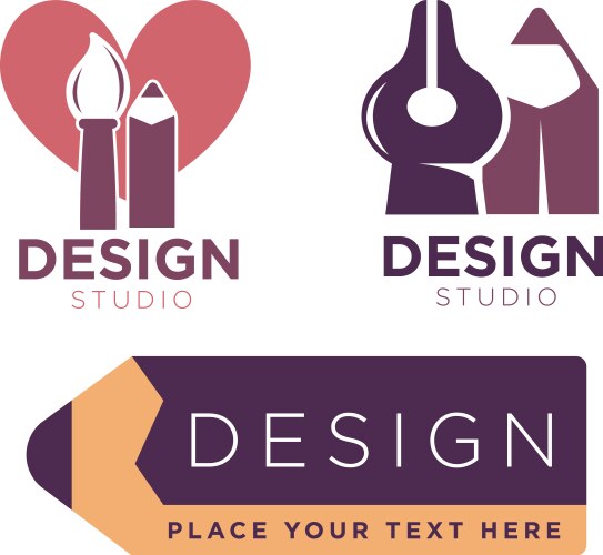 creative design studio logo set vector image