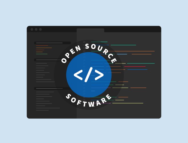 Open source software - oss with user vector image