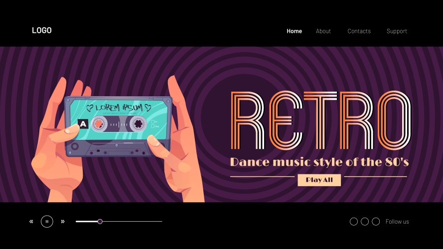 retro dance music style 80s banner vector