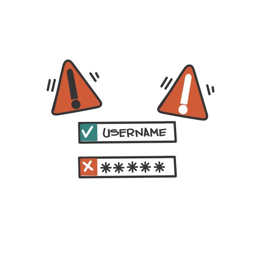 Right user name and wrong password verification vektorbild