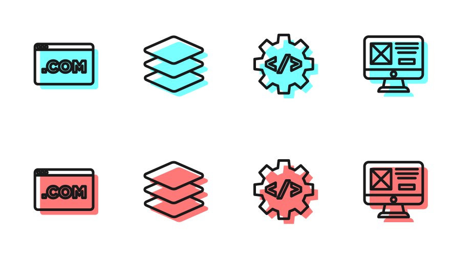 Set line front end development ui or ux design vector image