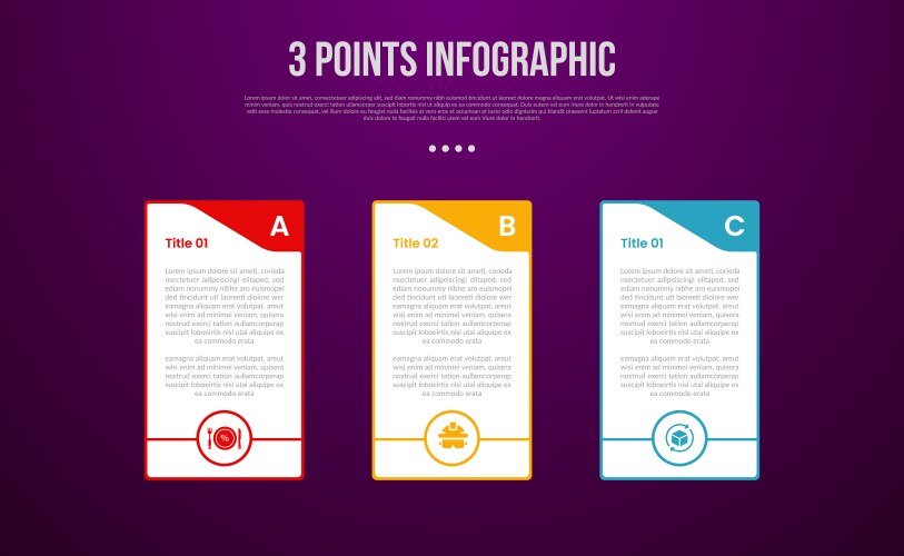 3 points or step process infographic with circle Vector Image