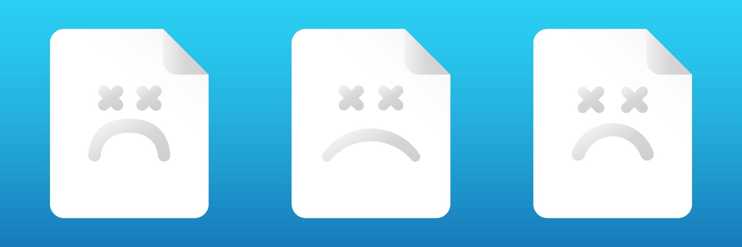 Corrupted file icon failed document with error vector image