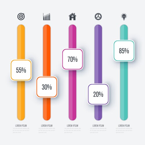 Infographic bar graph chart design elements Vector Image
