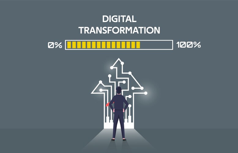 Digital transformation concept in the progress vector image