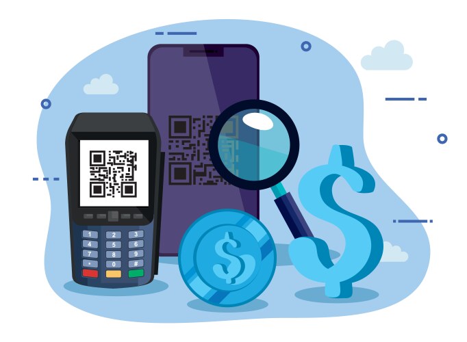 Scan code qr with smartphone and dataphone vector image