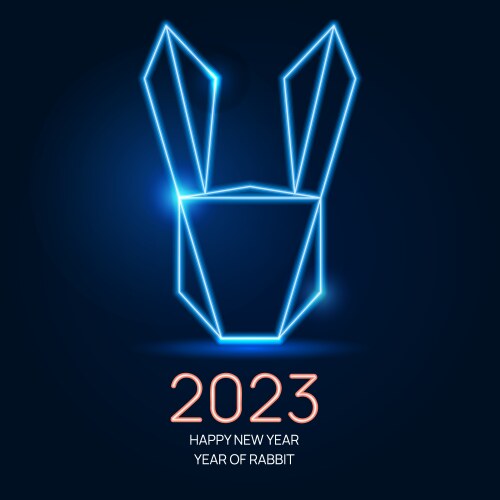 Year of rabbit geometric neon line design vector image