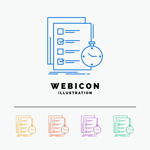 Todo task list check time 5 color line web icon vector image