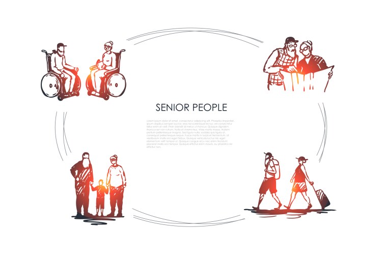 Senior people - old sitting on wheelchairs Vector Image