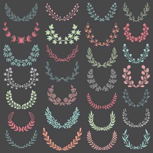 Big set of hand drawn flowers and branches Vector Image