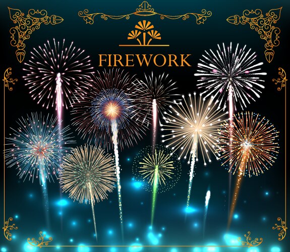 Set of fireworks festive banner vector image