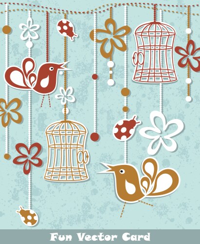 wedding invitation card with a bird cage vector image