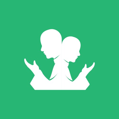 Praying hands logo in green background vector image