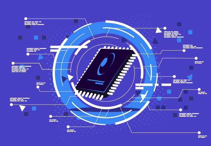 Computer processor with a futuristic interface vektorbild