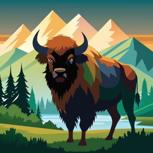 Cartoon scene buffalo Vector Image