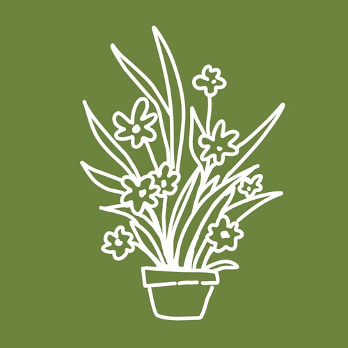 Floral Sketch on Pot Vector Image