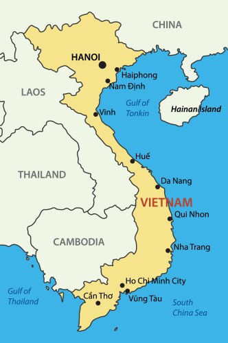 Vietnam Map - Political Regions Vector Image