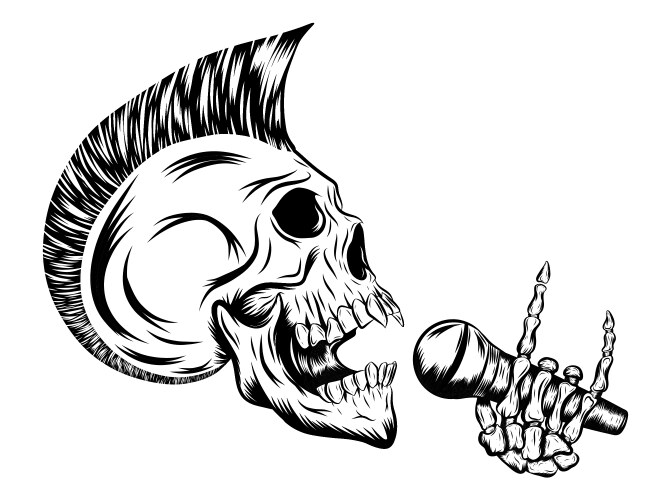Punk Skull with Microphone Vector Image