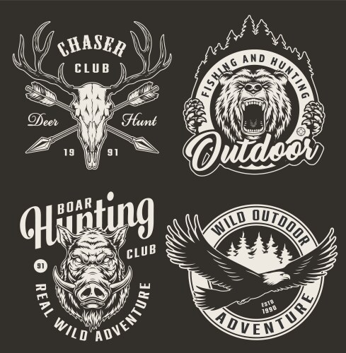Vintage Hunting Club Crests Vector Image