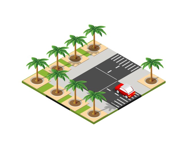 Road isometric 3d city vector image