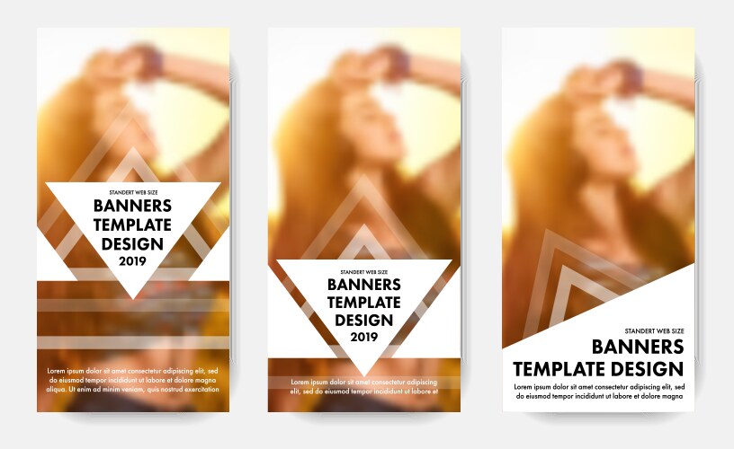 Design vertical web banners with triangular vector image