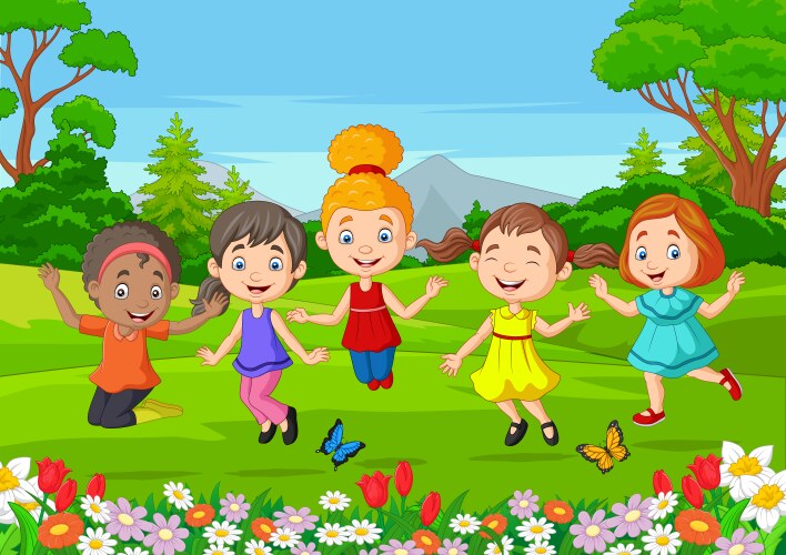 Happy children cartoon Royalty Free Vector Image