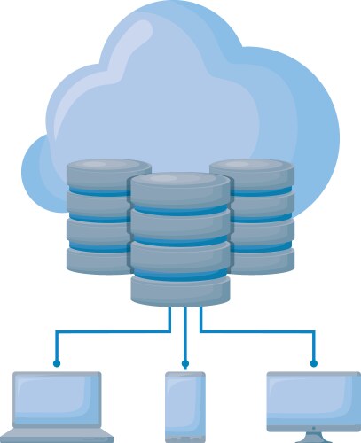 Cloud computing with data disks and computers vector image