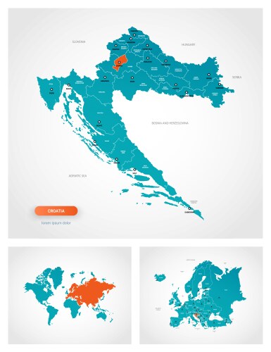 Editable template map croatia with marks vector image