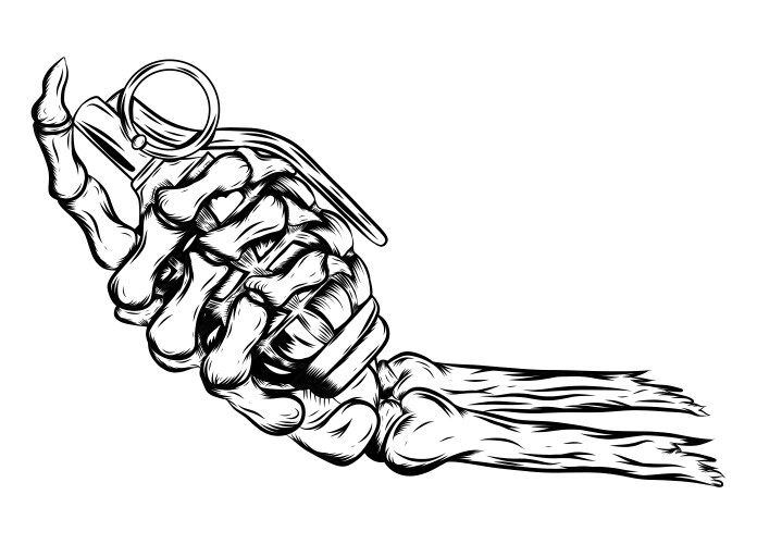 Skeleton Hand Holding Grenade Vector Image